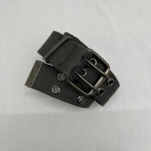 Grey/ Khaki double grommet hole canvas belt Sz S grunge emo y2k style